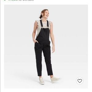 The Nines by HATCH Classic Twill Maternity Overalls Black, Size 8
